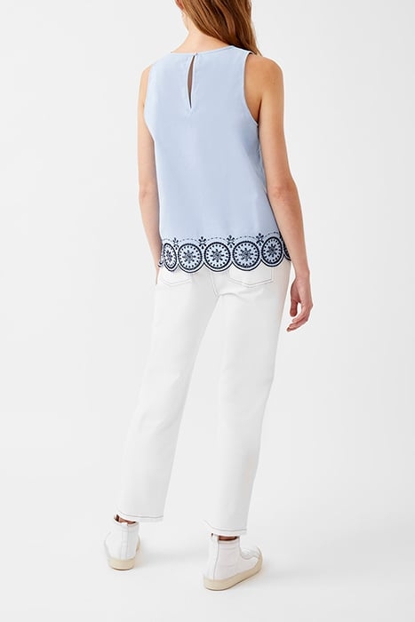 ELORA OXFORD S/LSS RND NK TOP BLUE 3