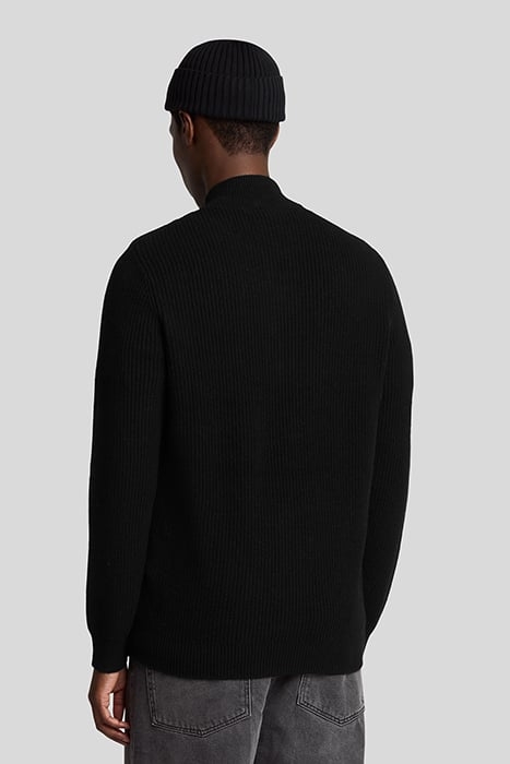 HYBRID TEXTURED ZIP THROUGH CARDIGAN JET BLACK 2