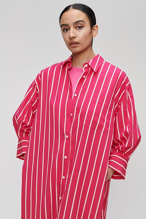 STRIPED SHIRT DRESS MID CARMINE ROSE 4