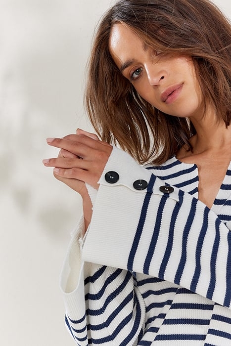 OVERSIZED SAILOR SWEATER NAUTICAL KNIT IVORY 2