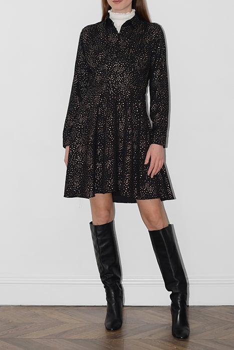 SPECKLE FOIL LS BUTTON DN DRS BLACK 2