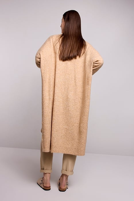 LONG CARDIGAN SPRING WOOL ELASTANE BLEND KNIT LATTE 2
