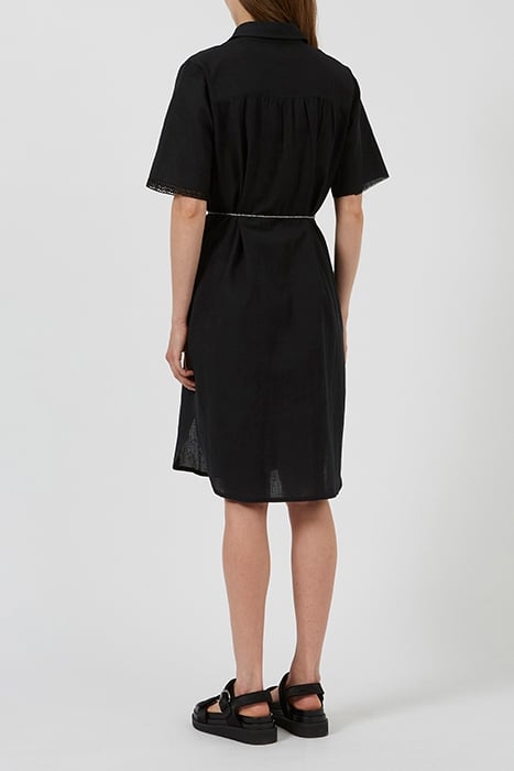 SPRING LINEN MIX DRWSTRNG DRSS BLACK 2