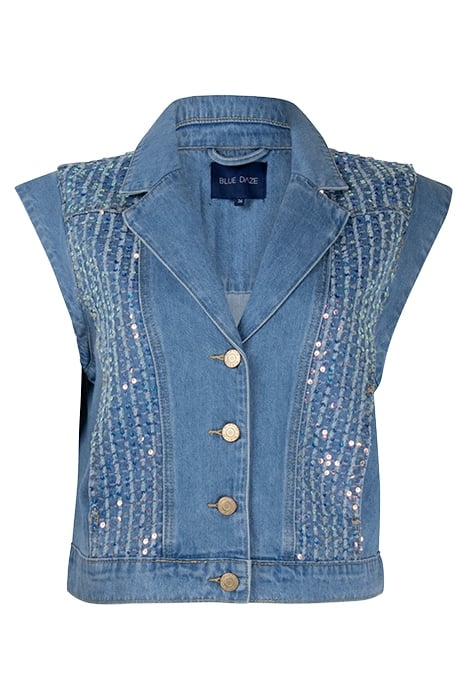 DENIM GILET LIGHT COTTON SHINE DENIM 1