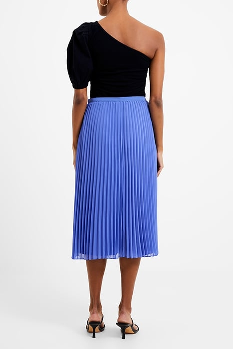 PLEATED SOLID MIDI SKIRT BAJA BLUE 3