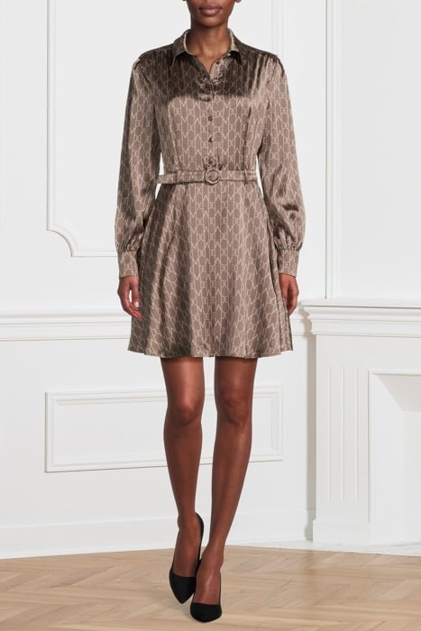 MELISSA PRINTED SHIRT MONOGRAM CHOCOLATE DRESS 1