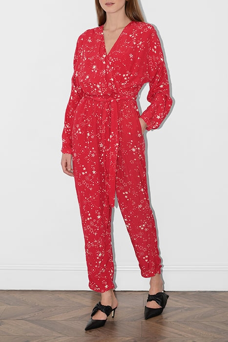 GALAXIES PRINT LS WRAP JMPSUIT RED 1