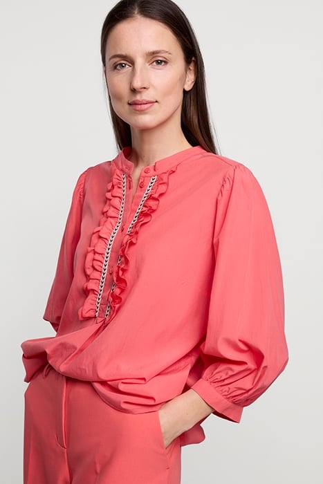TOP RUFFLES LYOCELL COTTON BRIGHT CORAL 1