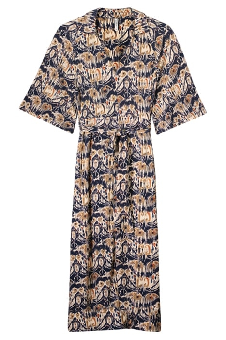 DRESS POLO COLLAR FLOWY IKAT NIGHT SKY 3