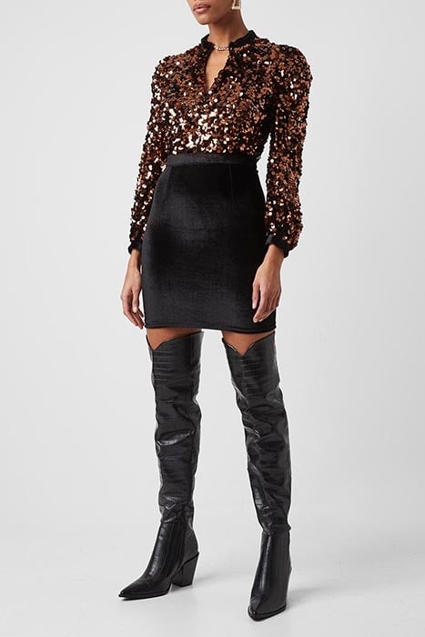 PF ASHIAZ SEQUIN VELVET MINDRS BROWN 2