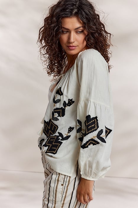 TOP LINNEN HEAVY EMBROIDERY IVORY 4