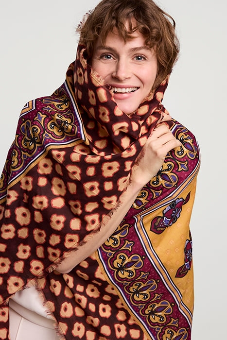 SCARF FLOWER MIX RED GRAPE 3