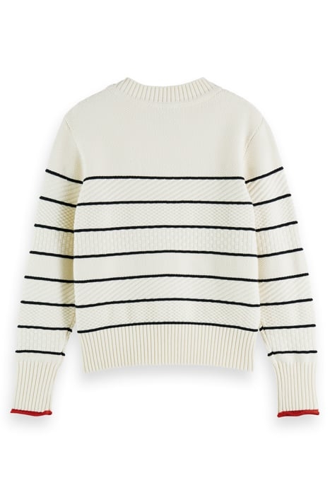 BUTTON SHOULDER STRIPED PULLOVER ECRU 5