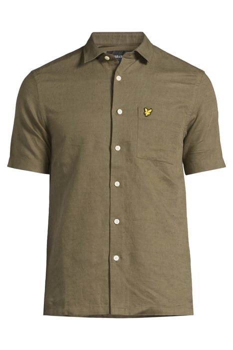 COTTON LINEN SHORT SLEEVE SHIRT OLIVE 3
