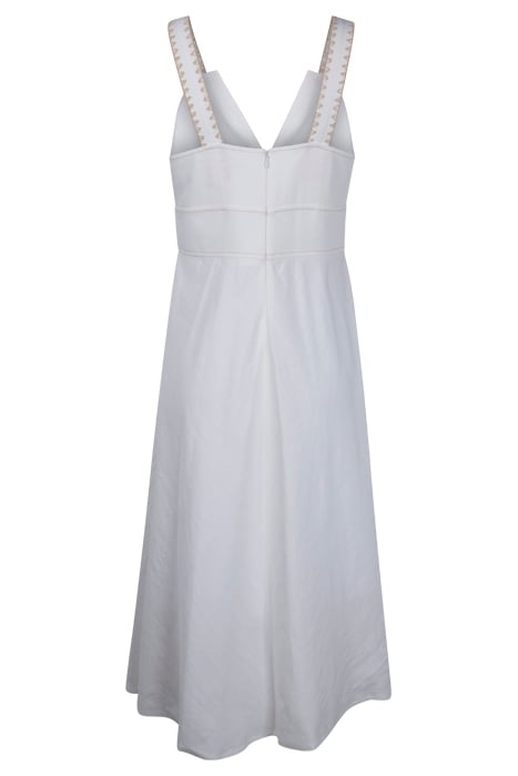 LINEN VISCOSE PAPUA DRESS WHITE STETCHES CAMEL 3