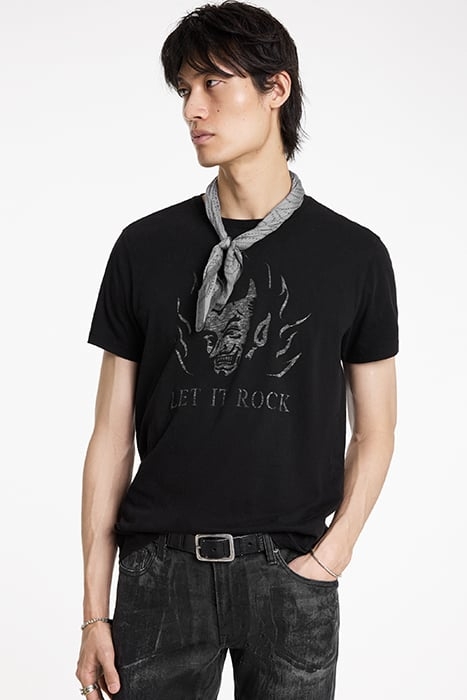 SS CREW TEE - LET IT ROC K BLACK 1