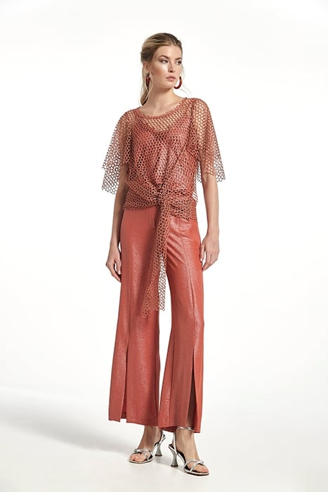 LAMINATED KNITED NET ELOISA TOP RUSSET ORANGE 1
