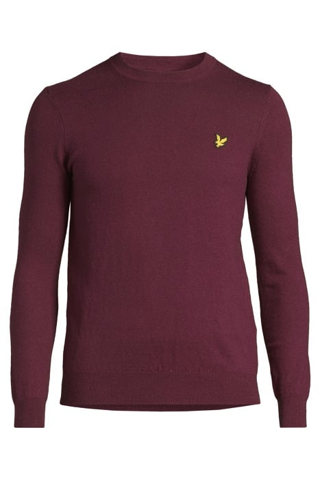 COTTON MERINO CREW NECK JUMPER BURGUNDY 3