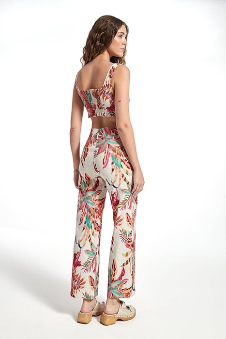 PRINTED STRECH LINEN GARMEN TOP PINK MULTICOLOR 2