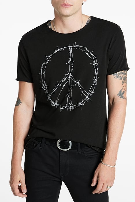 SS RAW EDGE TEE - BARBWIRE PEACE BLACK 1