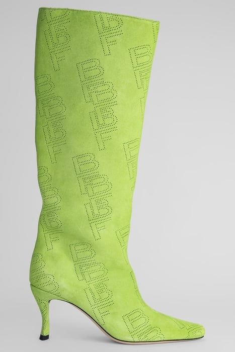 STEVIE 42 BRIGHT GREEN PERFORATED SUEDE LEATHER GREEN 1