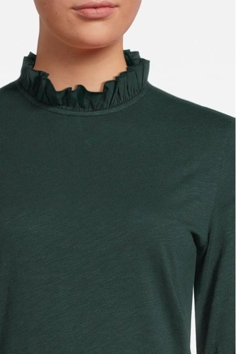 ORGANIC SLUB FRILL LONGSLEEVE MIDNIGHT JADE 4