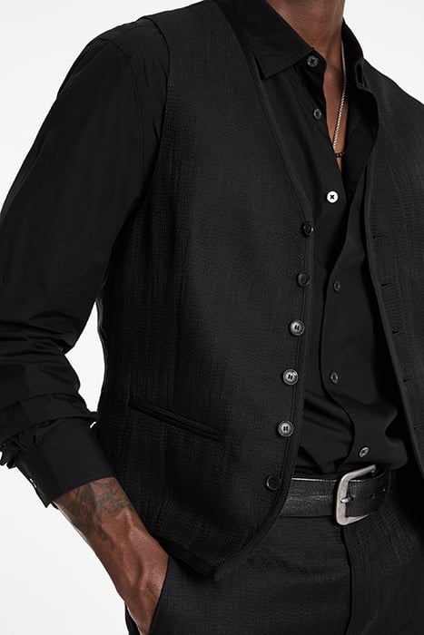 BUTTON FRONT CLOSURE VEST WITH SATIN TAP BLACK 3