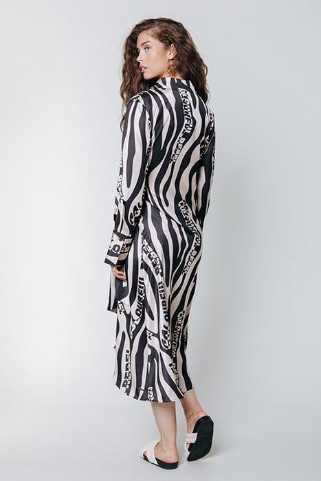 LEA ZEBRA WRAP MIDI DRESS SAND 4