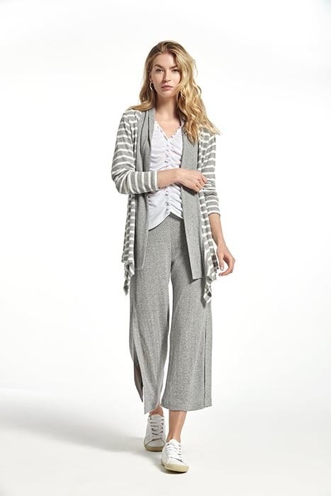 LINEN VISCOSE KNIT FILIPA TROUSERS GREY 1