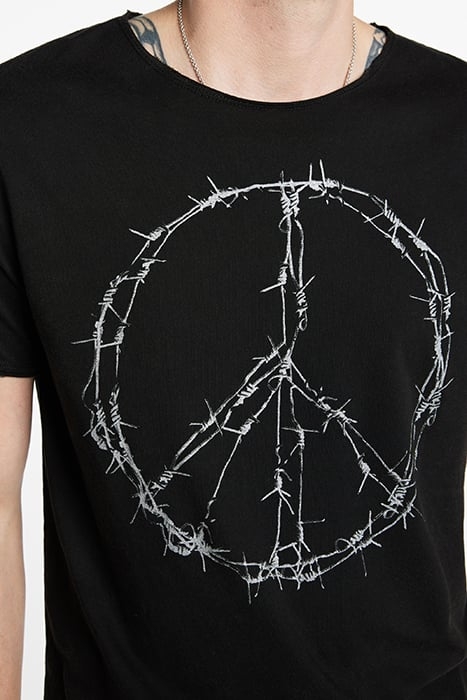 SS RAW EDGE TEE - BARBWIRE PEACE BLACK 3