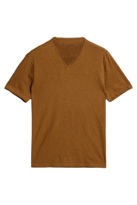 MILES SLUB V-NECK WITH CUT RAW EDGE SIENNA 2
