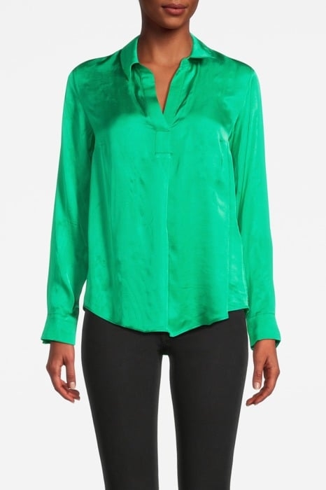 GREEN UNI SATIN BLOUSE LONG SLEEVES GREEN 1