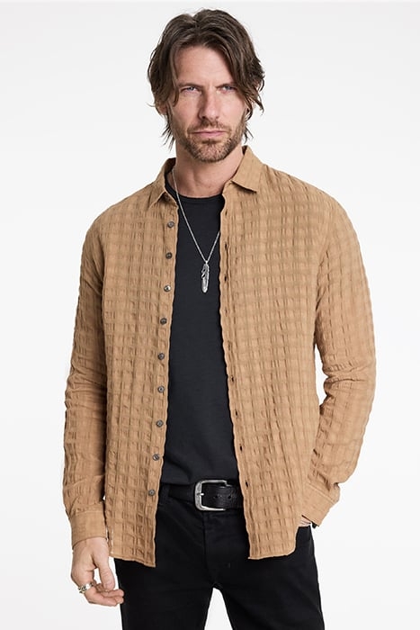 MULTI BUTTON SLIM FIT SHIRT LT CARAMEL 2