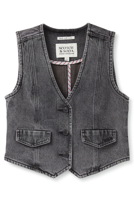 CROP DENIM VEST DARK SLATE 3