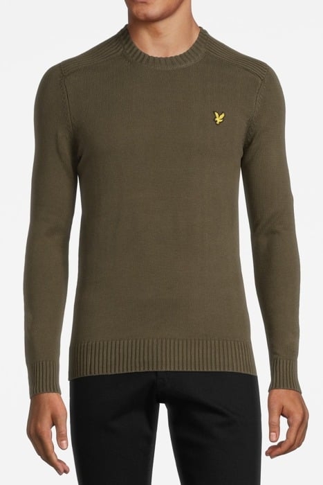 SHOULDER DETAIL CREW NECK KNIT JUMPER OLIVE 1