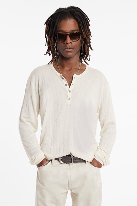 IVORA REGULAR FIT HENLEY WITH GRID STITC EGG SHELL 1