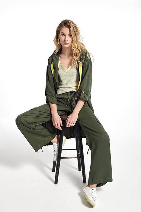 LYOCELL ZUGOR COAT KAKI STITCHES CAMEL 3