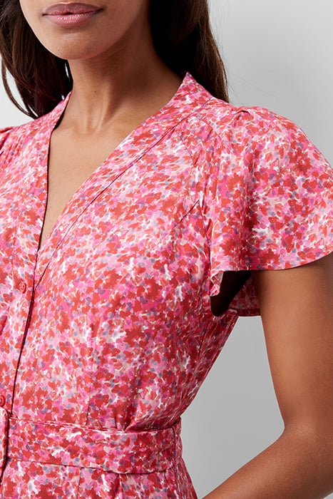 FRENCH CONNECTION CASS DELPHINE SS V NK MIDI DRESS TRUE RED 5