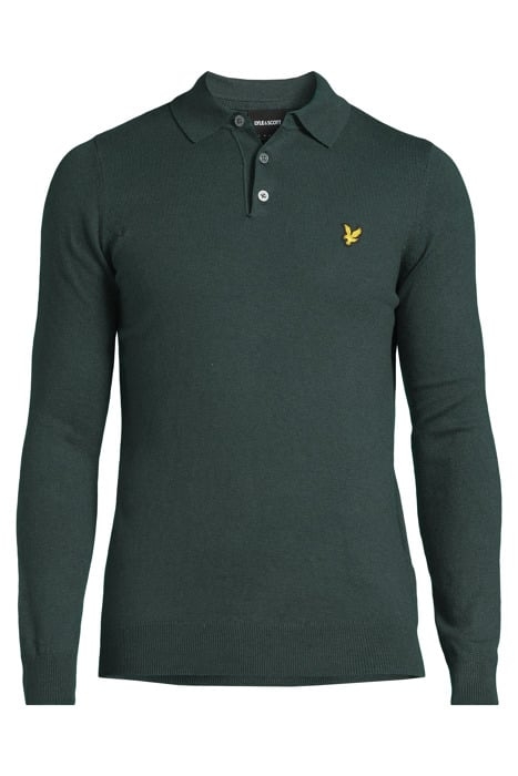 COTTON MERINO LONG SLEEVE KNITTED POLO ARGYLE TEAL 3