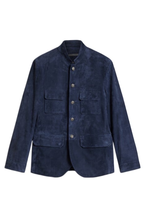 SUEDE OFFICIAL JACKET WITH MULTI POCKETS NAVY 2