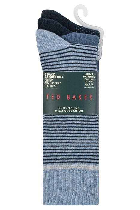 3PK MENS NON TERRY CREW BLUE 6