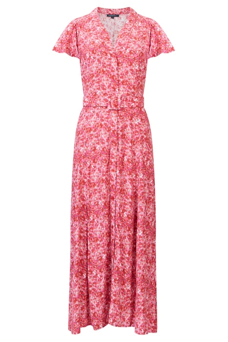 FRENCH CONNECTION CASS DELPHINE SS V NK MIDI DRESS TRUE RED 3