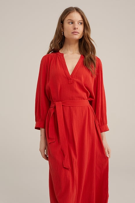 DRESS MID LENGTH FIRE RED 4