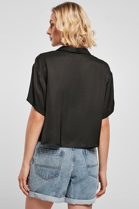 LADIES VISCOSE SATIN RESORT SHIRT BLACK 2
