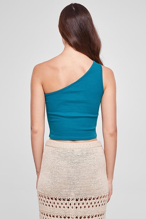 LADIES CROPPED ASYMMETRIC TOP WATERGREEN 2