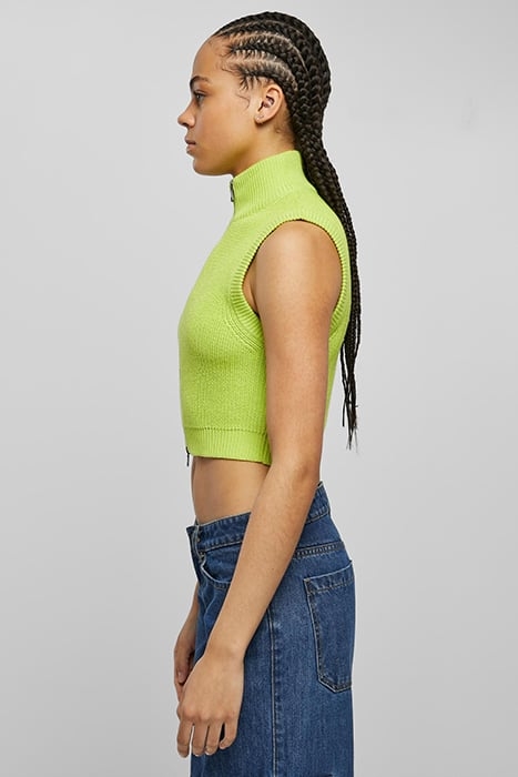 LADIES SHORT KNIT VEST FROZENYELLOW 6