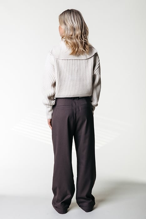 RUS CHECK STRAIGHT PANTS DARK BROWN 2