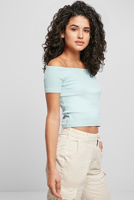 LADIES OFF SHOULDER RIB TEE SEABLUE 6