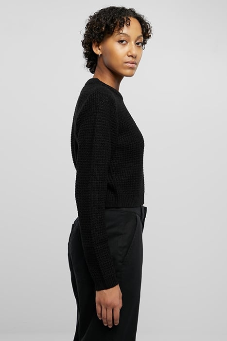 LADIES SHORT WAFFLE SWEATER BLACK 7