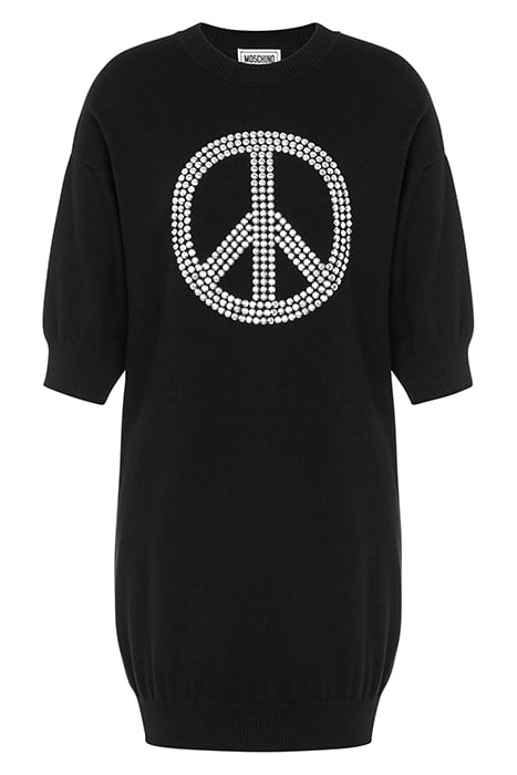 PEACE SYMBOL KNITTED DRESS BLACK 3